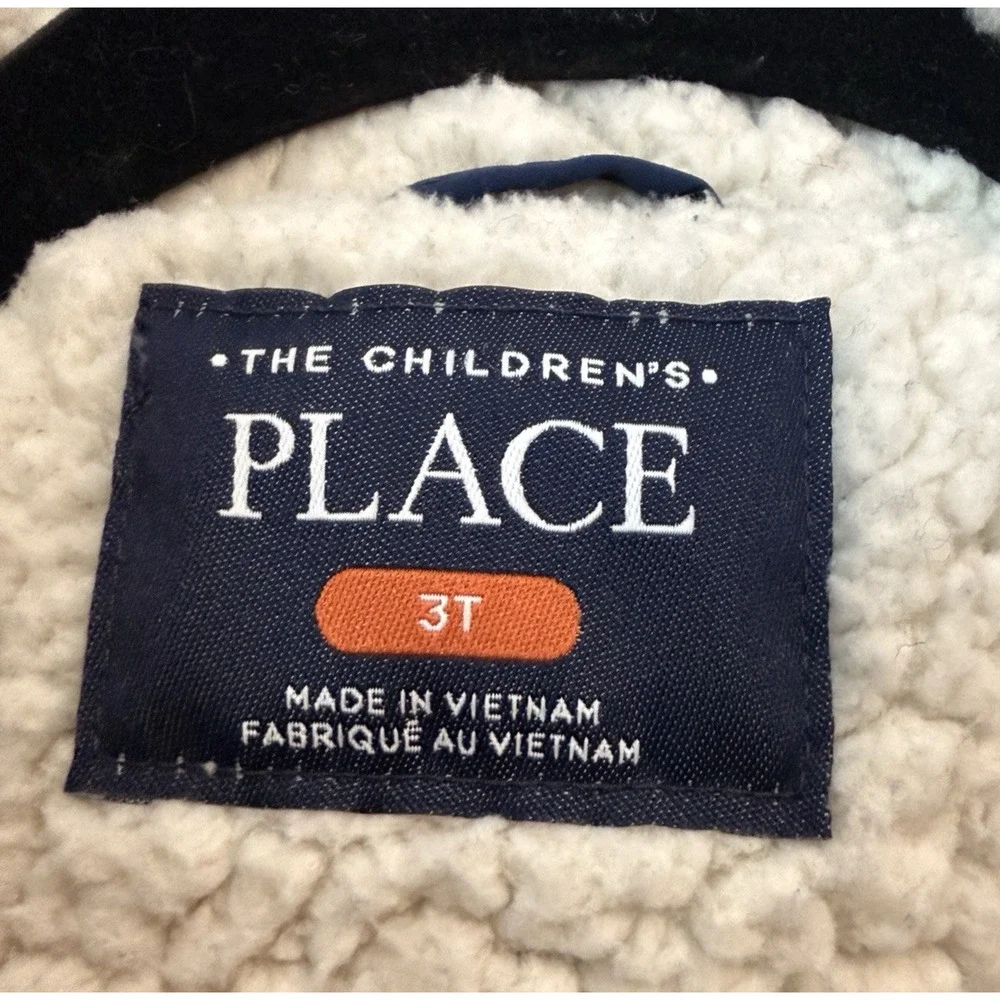 Children’s Place Navy Faux Fur Hooded Puffer Jacket Size XS 4